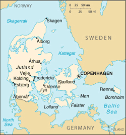 mapa Dánska